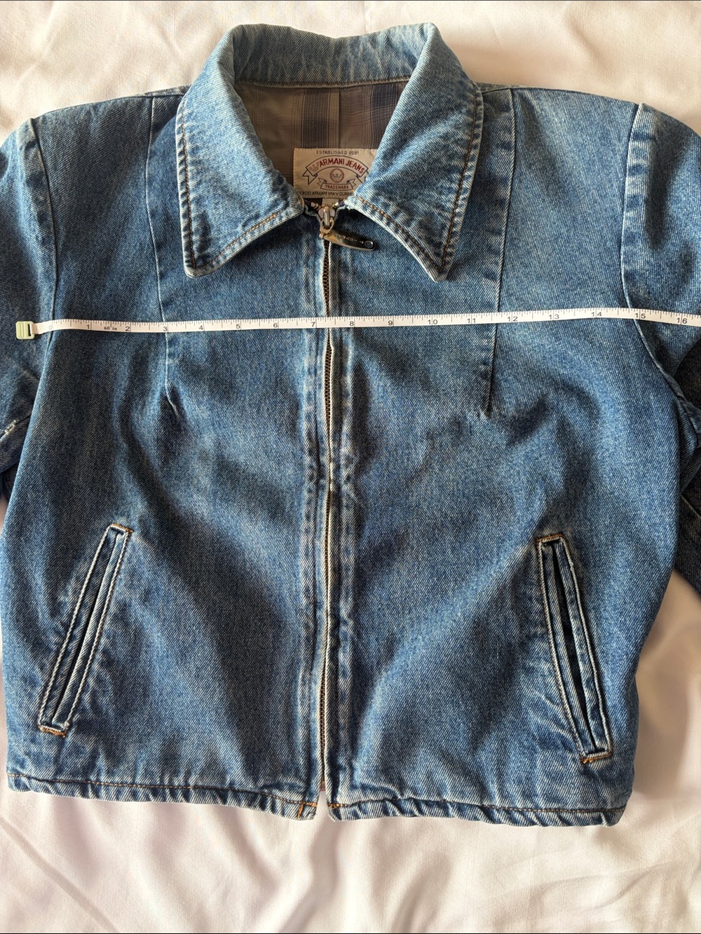 Giorgio Armani Medium Blue Denim Zip Jacket - Picture 5 of 12